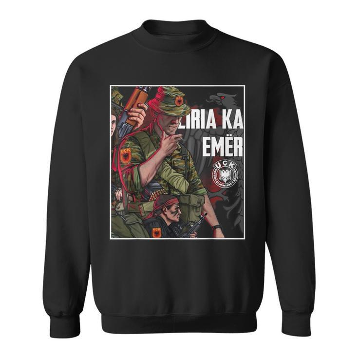 Schwarzes Sweatshirt Militärmotiv & Schriftzug, Soldaten Design