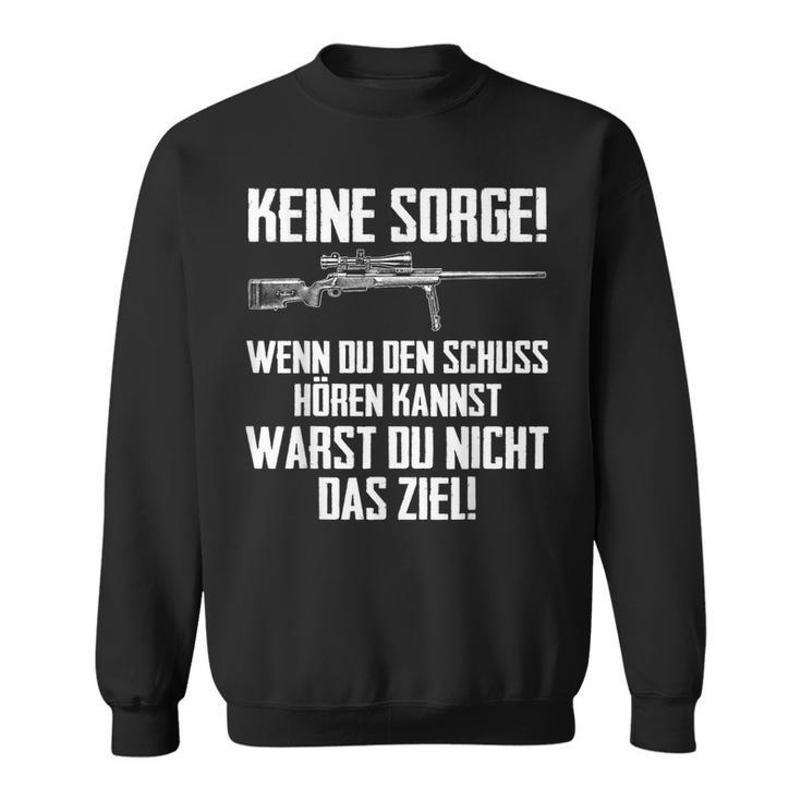 Schwarzes Sweatshirt mit Spruch & Gewehr, Zieljagd-Motiv für Schützen