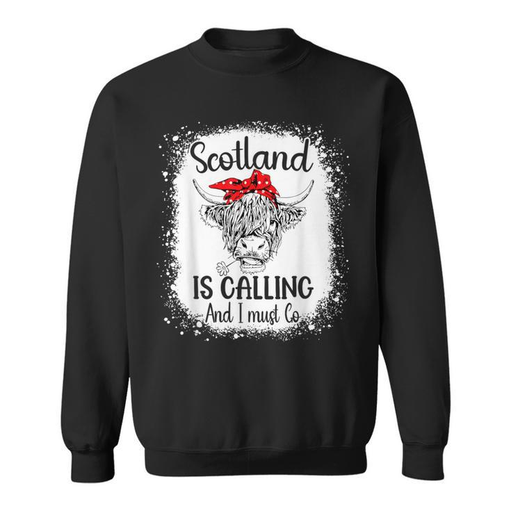 Scotland Is Calling And I Must Go Bleached Highland Cow Sweatshirt