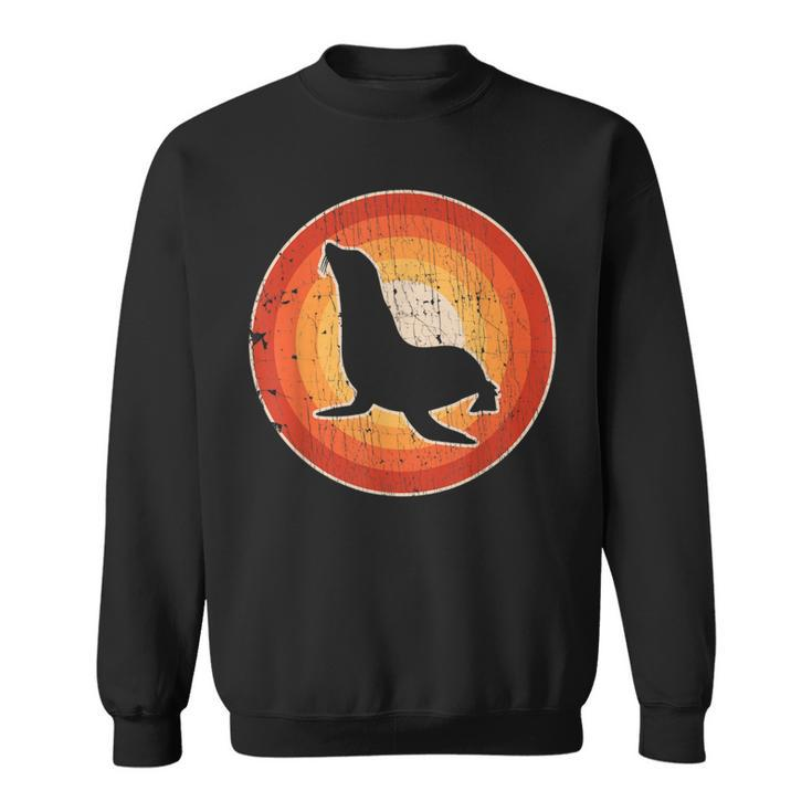 Sea Lion Retro Vintage 60S 70S Sunset Seal Animal Lovers Sweatshirt