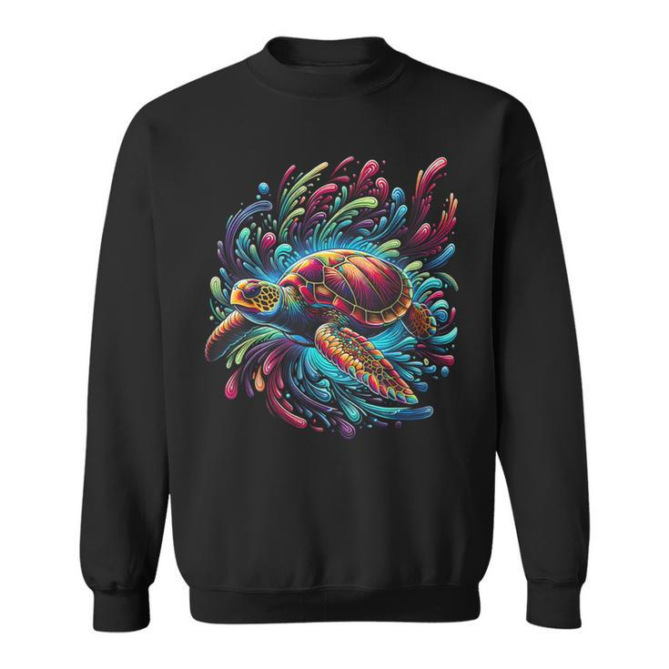 Sea Turtle Beach Lover Ocean Animal Graphic Novelty Womens Sweatshirt