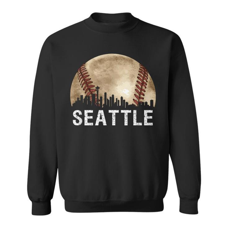 Seattle Skyline City Vintage Baseball Lover Sweatshirt