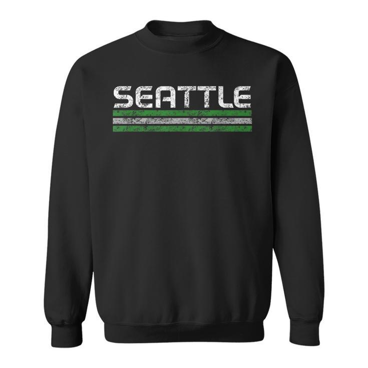 Seattle Washington Retro Vintage Weathered Stripe Sweatshirt