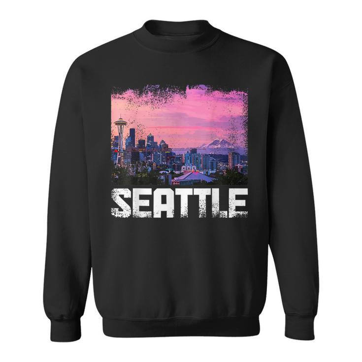 Seattle Washington Skyline Pnw Vintage Pride Sweatshirt