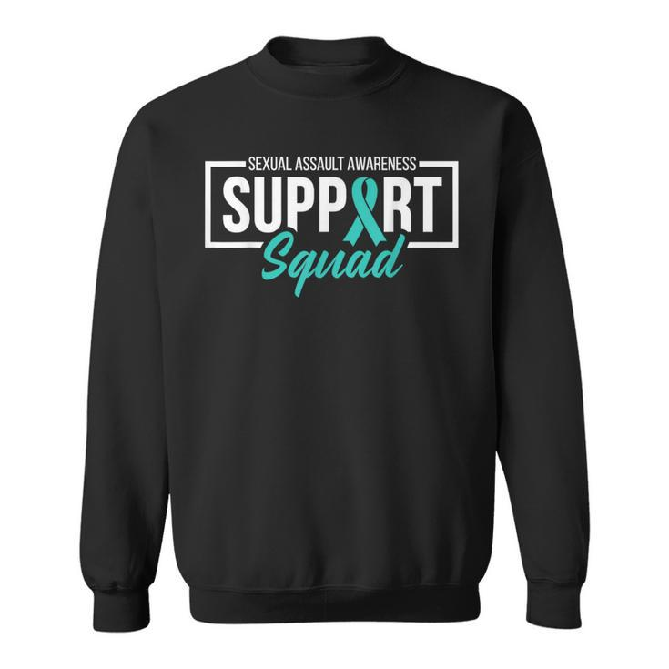 Sexual Assault Awareness Support Squad I Wear Teal Ribbon Sweatshirt