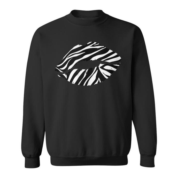 Sexy Wild Zebra Lips Cool Animal Print Trendy Graphic Sweatshirt