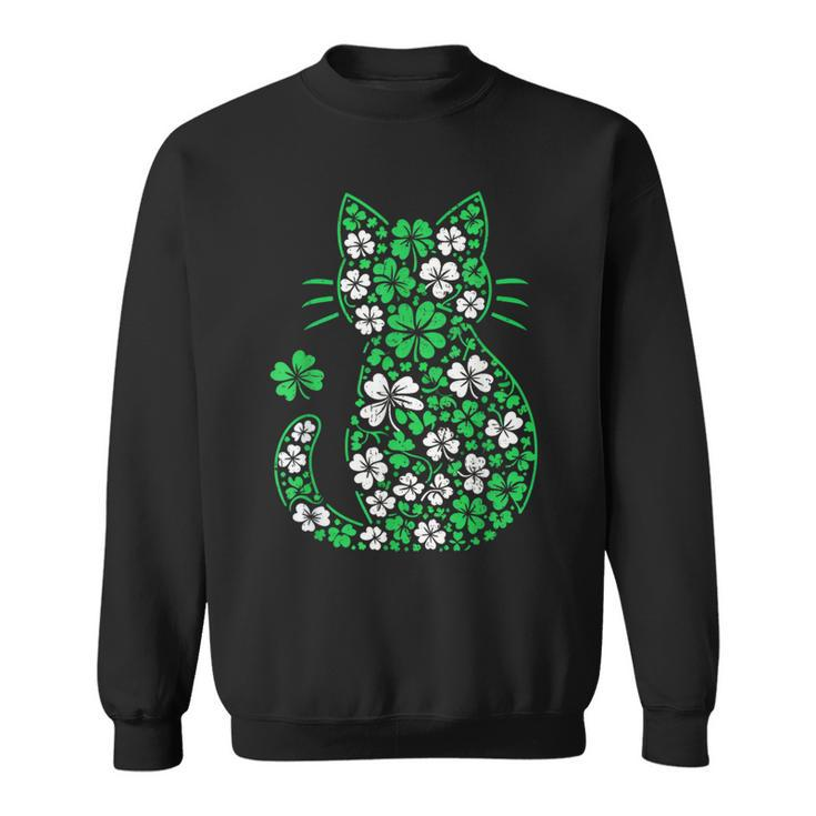 Shamrock Irish Cat Graphic Saint Patrick Day For Cat Lovers Sweatshirt