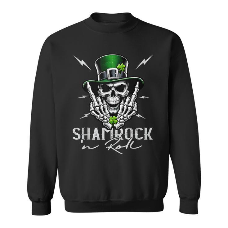 Shamrock N Roll Irish Skull St Patrick's Rocker Sweatshirt