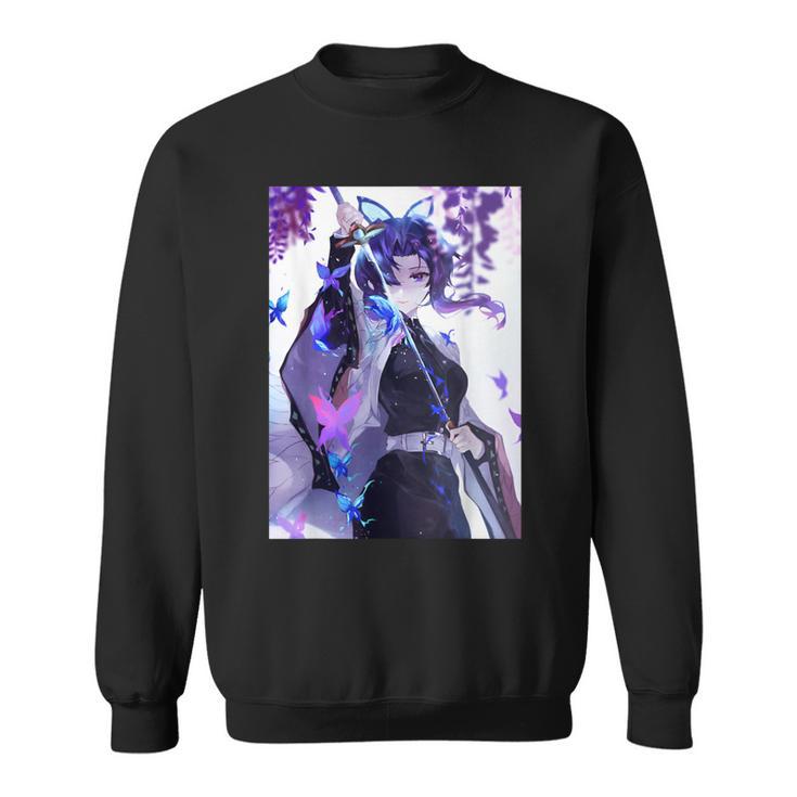 Shinobu Kocho Drawing Her Sword And Butterflies Flying Sweatshirt