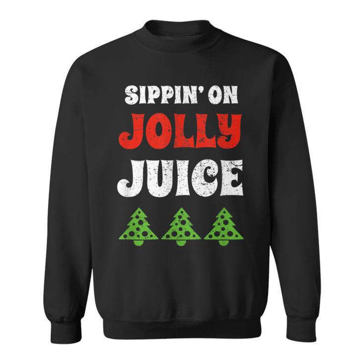 Sippin' On Jolly Juice Christmas Tree Sweatshirt