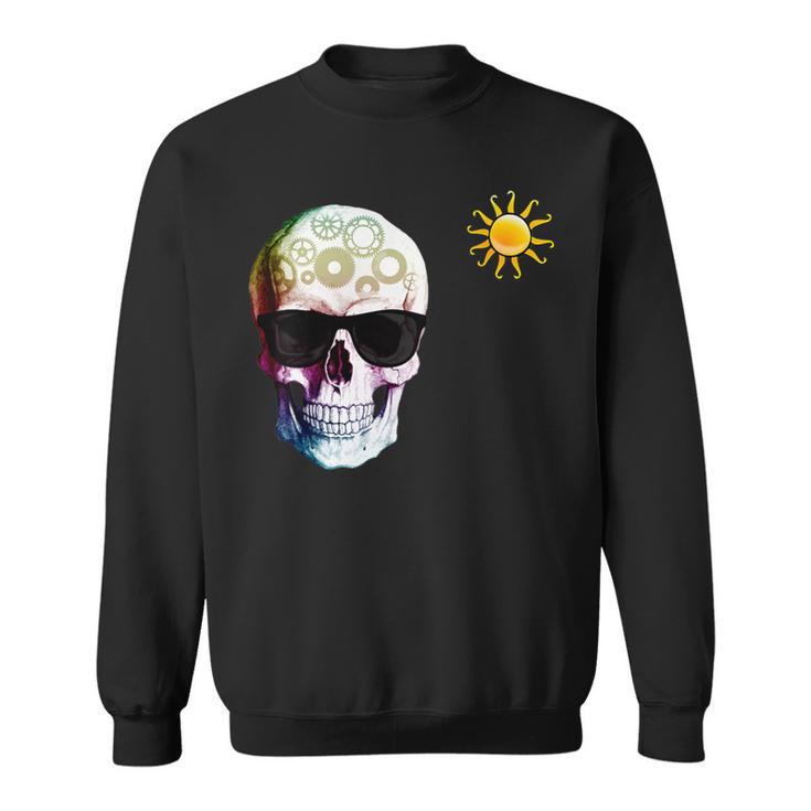 Skull With Sunglasses And Gears Sweatshirt