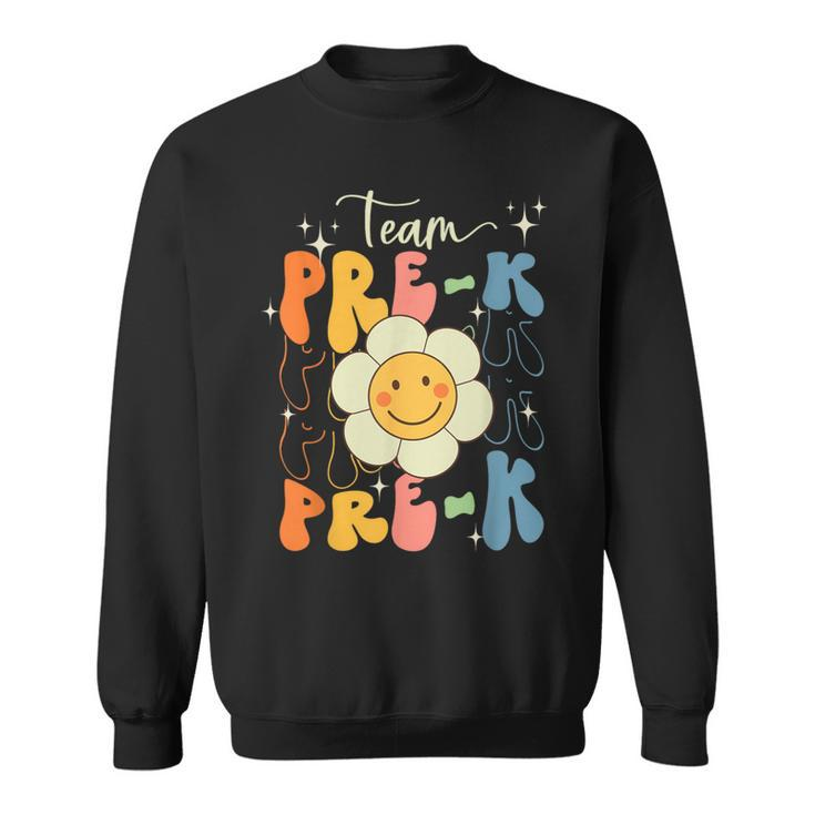 Smile Face First Day Of Team Prek Back To School Groovy Sweatshirt