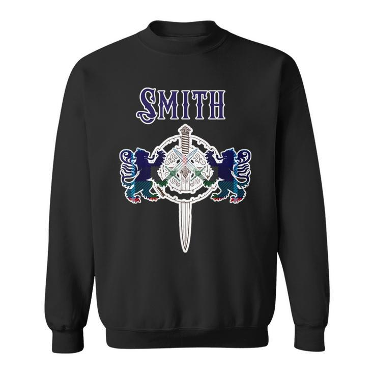 Smith Scottish Clan Family Name Tartan Lion Sword Sweatshirt