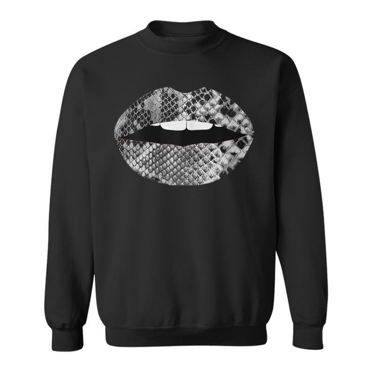 Snakeskin Lips Snakes Print Kiss Mouth Sweatshirt