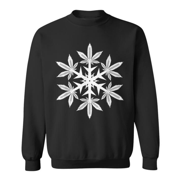 Snowflake Weed Marijuana Leaf Christmas Pajama Sweatshirt
