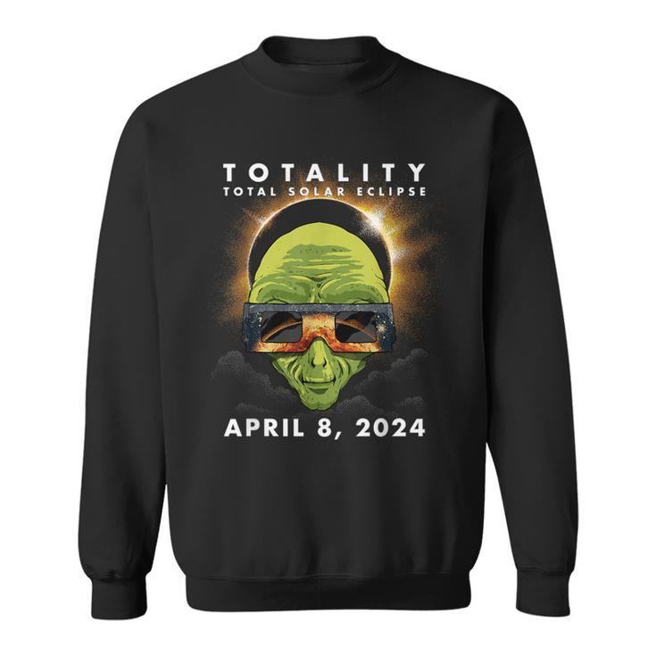 Solar Eclipse 2024 Alien Wearing Eclipse Glasses Sweatshirt