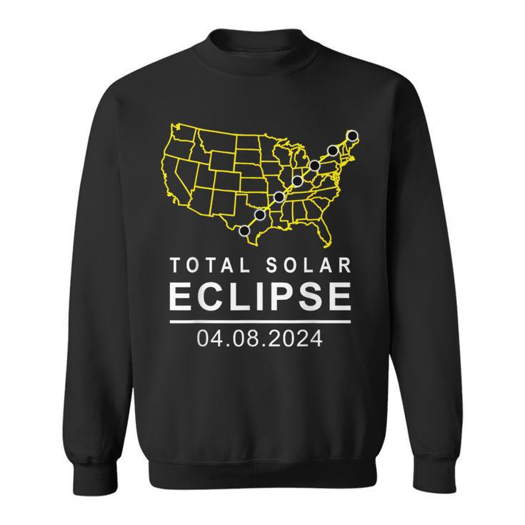 Solar Eclipse 2024 America Totality Path April 8 Usa Map Sweatshirt