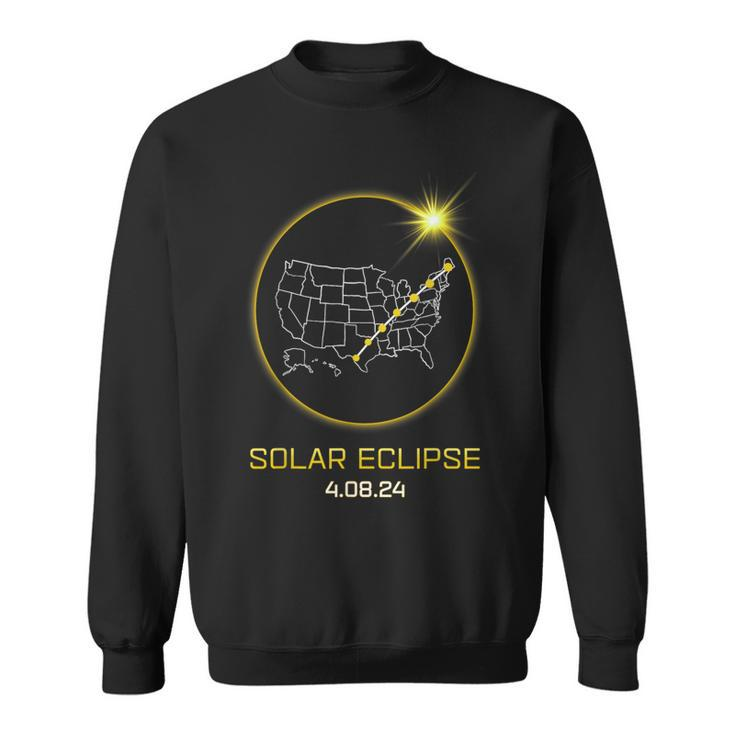 Solar Eclipse 2024 America Totality Path Map April 08 2024 Sweatshirt