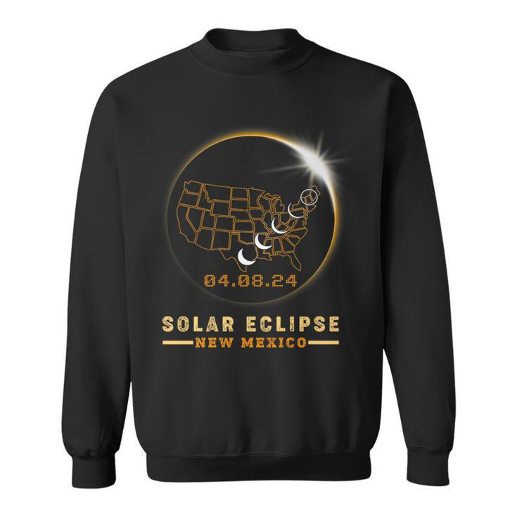 Solar Eclipse 2024 America Totality Total New Mexico Usa Map Sweatshirt