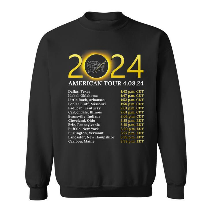 Solar Eclipse 2024 American Tour 2024 Totality Total Usa Map Sweatshirt