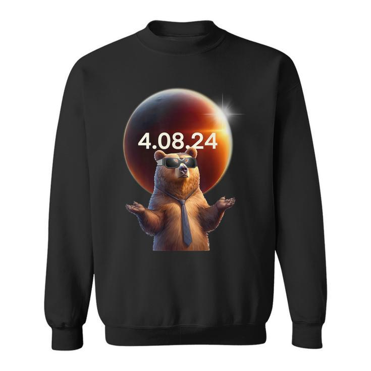 Solar Eclipse 2024 Bear Wearing Solar Eclipse Glasses Sweatshirt