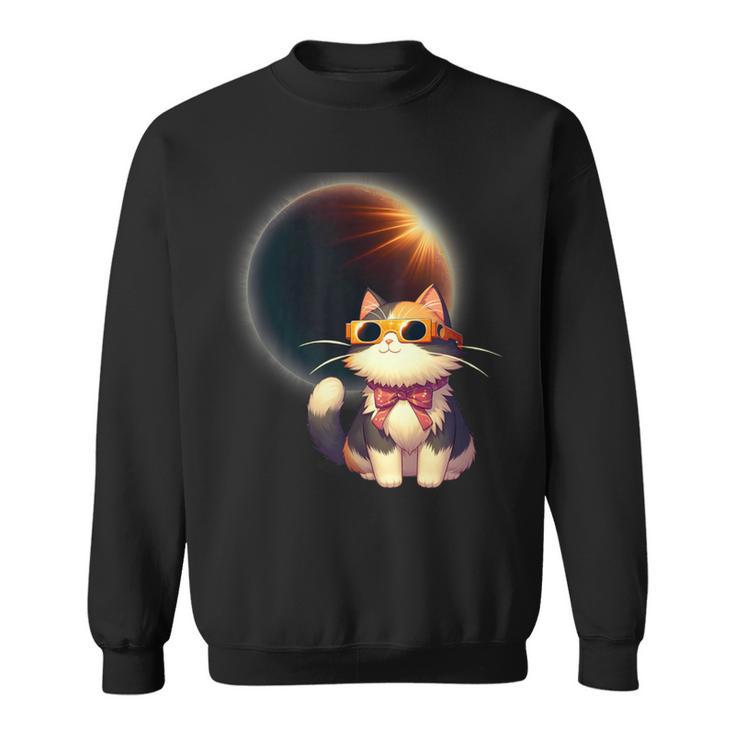 Solar Eclipse 2024 Cat Wearing Solar Eclipse Glasses Sweatshirt