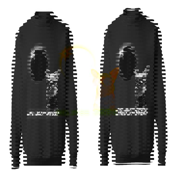 Solar Eclipse 2024 Chihuahua Wearing Glasses Sweatshirt