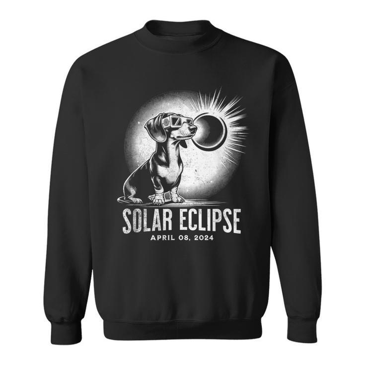 Solar Eclipse 2024 Dachshund Wearing Glasses Sweatshirt
