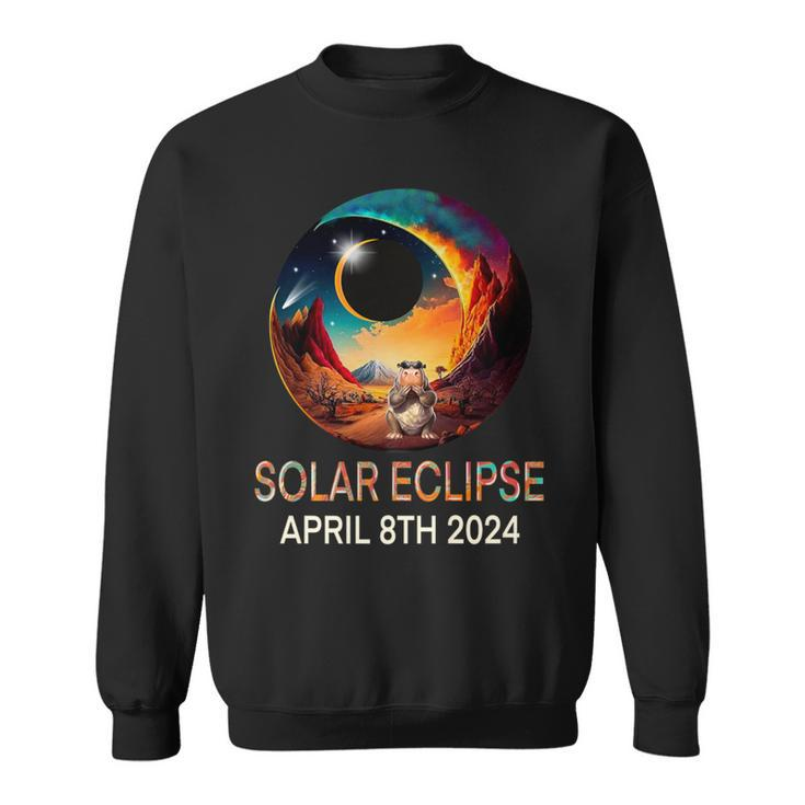 Solar Eclipse 2024 Hippo Wearing Solar Eclipse Glasses Sweatshirt