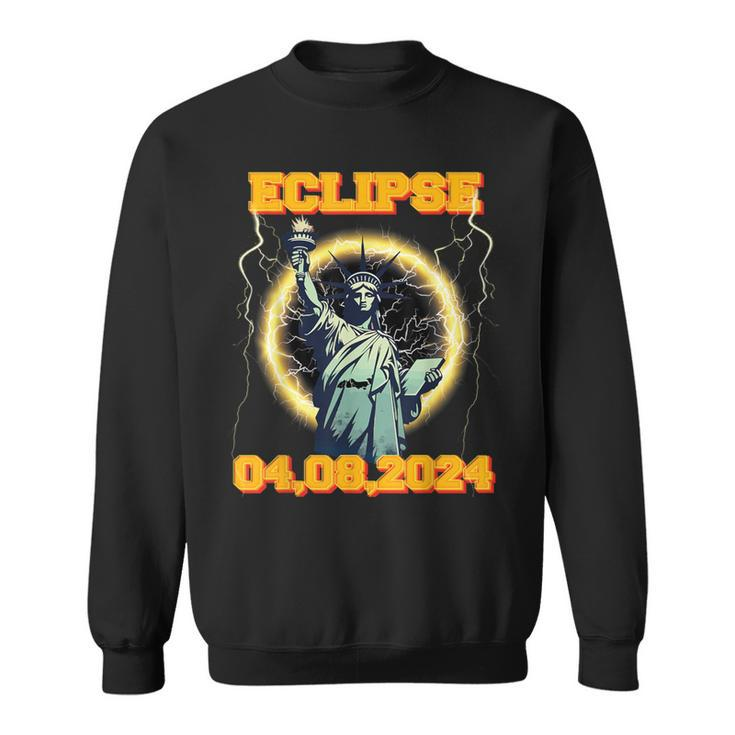 Solar Eclipse 2024 New York Statue Of Liberty Vantage Sweatshirt