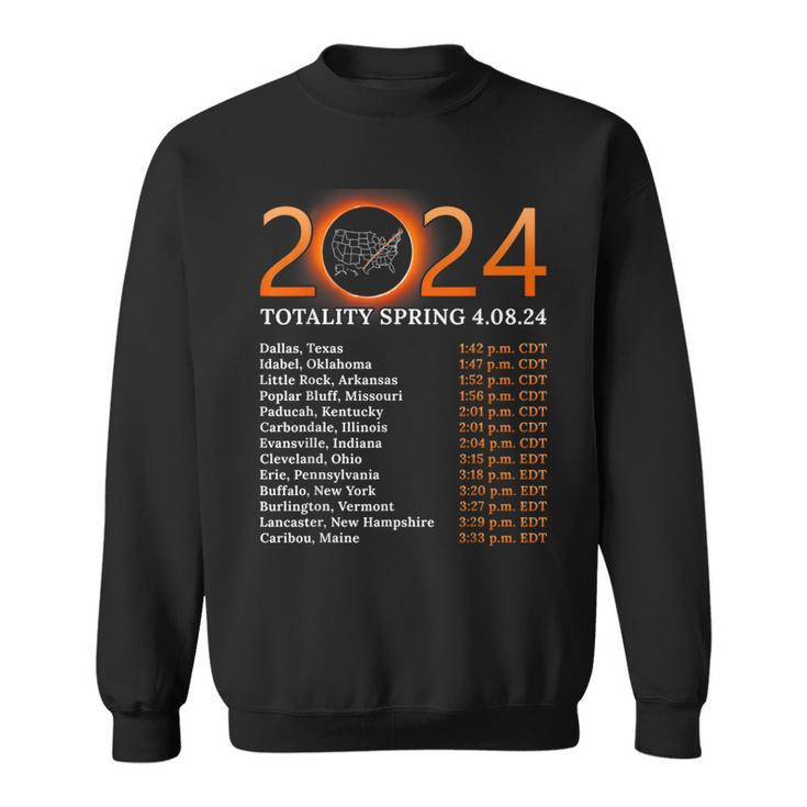 Solar Eclipse 2024 Party America Totality Total Usa Map Sweatshirt