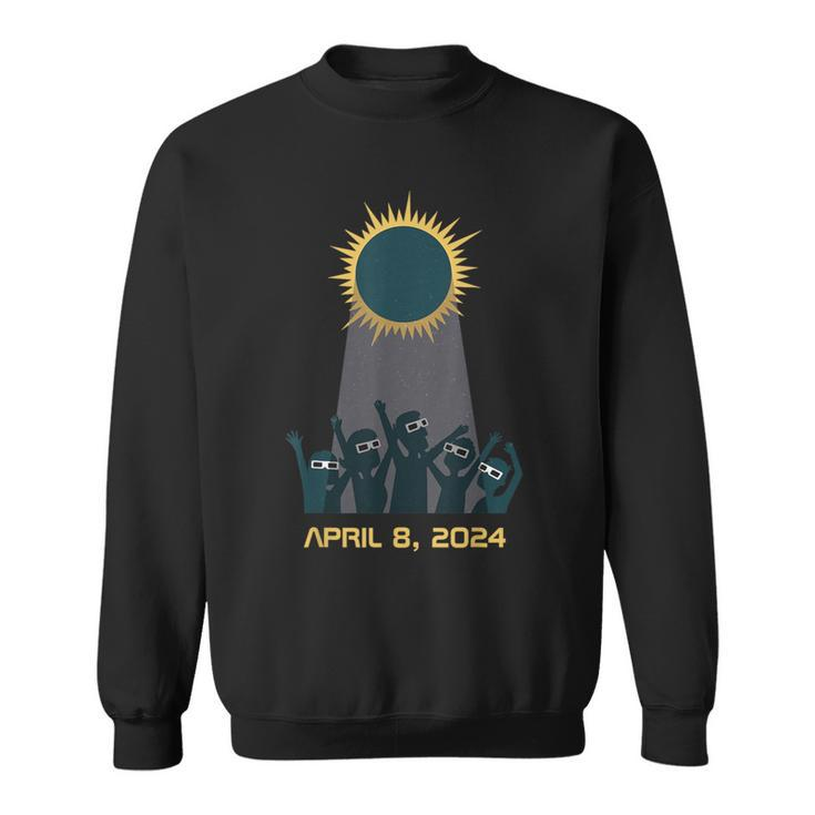 Solar Eclipse 2024 People Wearing Solar Eclipse Glasses Sweatshirt