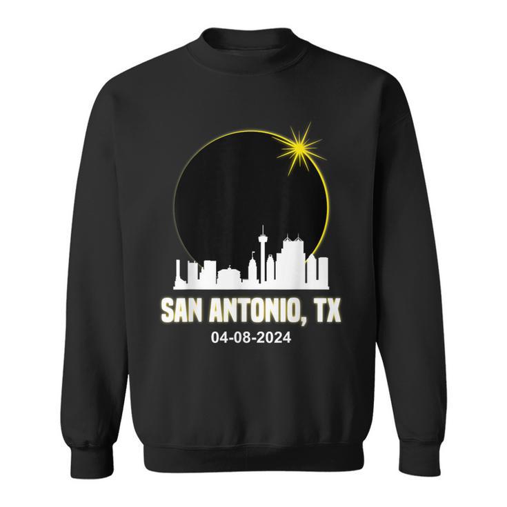 Solar Eclipse 2024 San Antonio Skyline Texas Solar Eclipse Sweatshirt