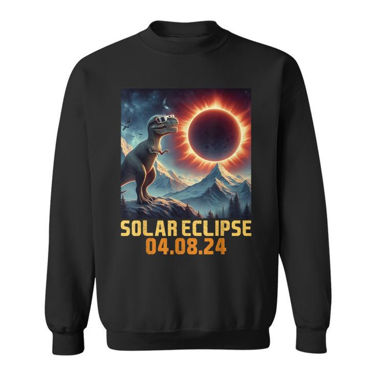 Solar Eclipse 2024Rex Dino Glasses Toddler Boys Sweatshirt