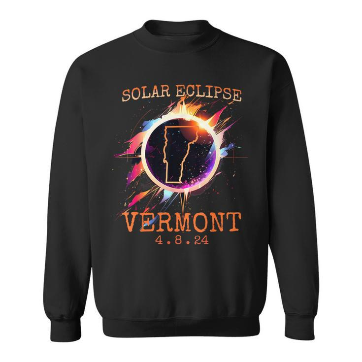Solar Eclipse 2024 Vermont Usa State Totality Path Souvenir Sweatshirt
