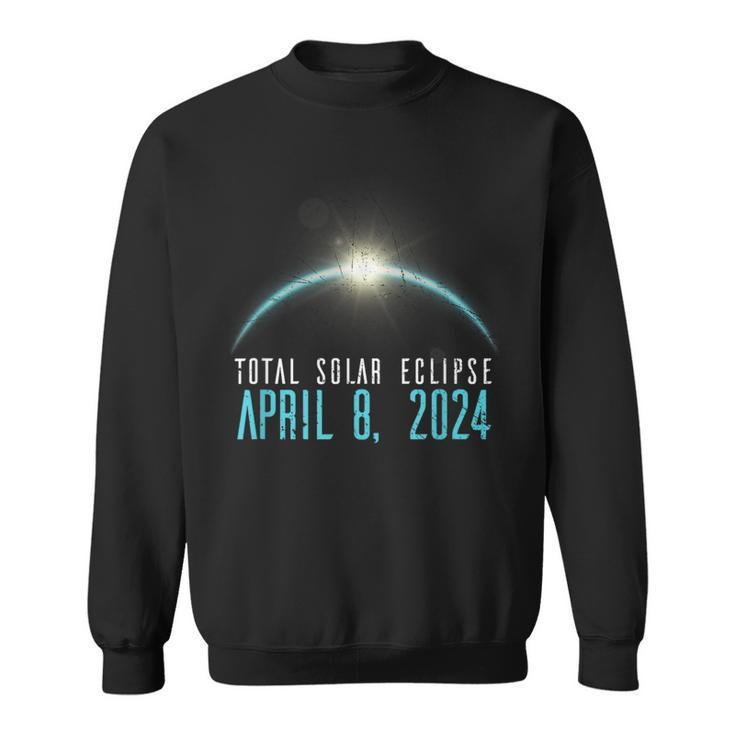 Solar Eclipse 40824 Totality 2024 Astronomy Blue Grunge Sweatshirt
