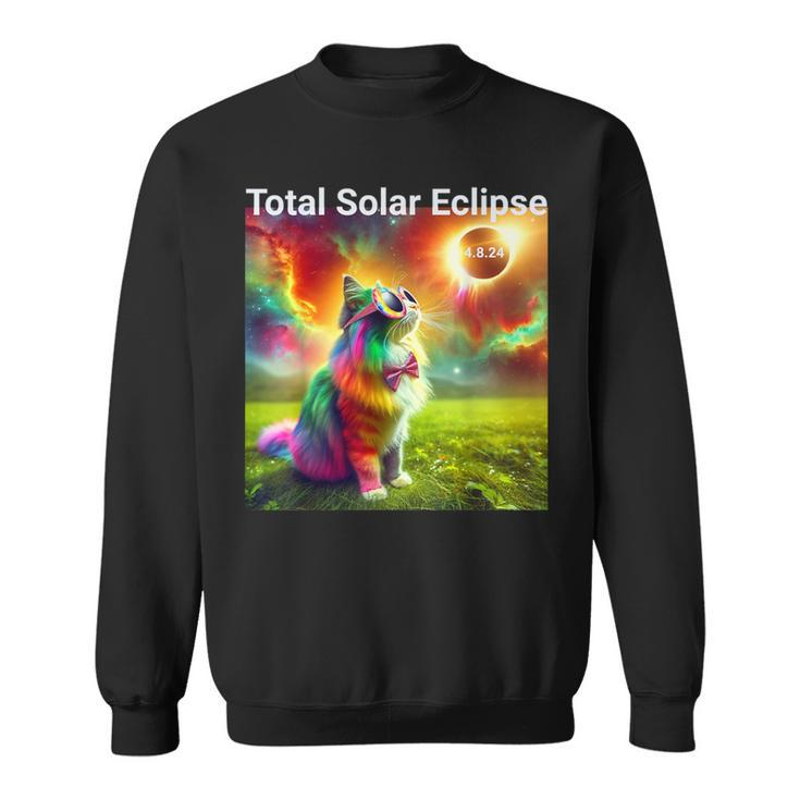 Solar Eclipse Cat Wearing Solar Eclipse Glasses 2024 Sweatshirt