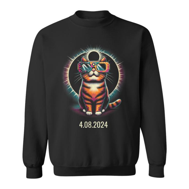 Solar Eclipse Glasses Cat 2024 Sweatshirt