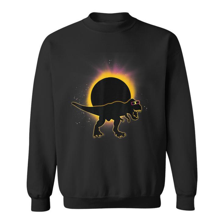 Solar Eclipse Trex Dinosaur Wearing Solar Eclipse Glasses Sweatshirt