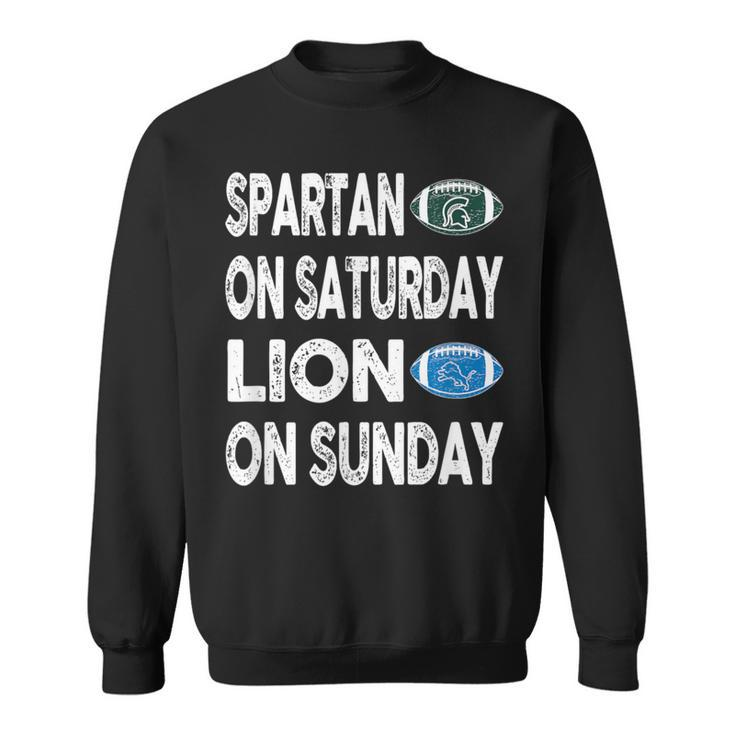 Spartan On Saturday Lion On Sunday Detroit Vintage Fun Sweatshirt