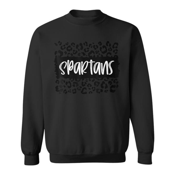 Spartans Team Mascot School Spirit Game Night Leopard Print Sweatshirt