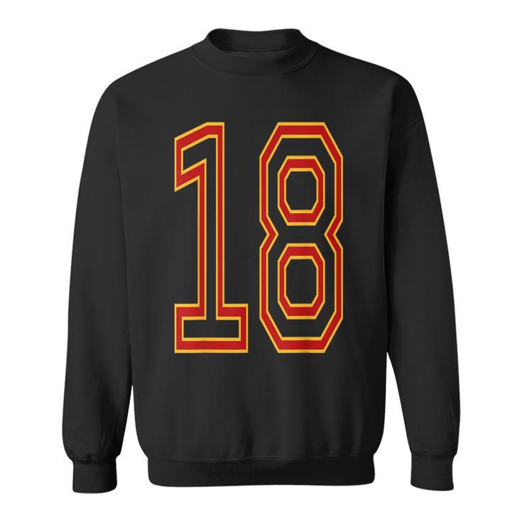 Sportmannschaftsnummer 18 Mit GelbRotem Rand Sweatshirt