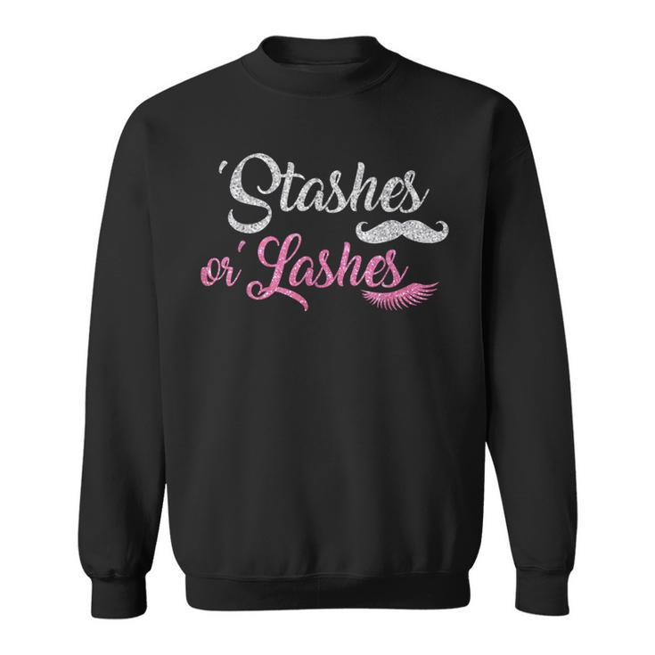 Stashes Or Lashes Baby Gender Shower Reveal T Sweatshirt