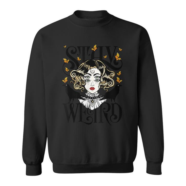 Stay Weird Rose And The Ravens Devil Girl Sweatshirt
