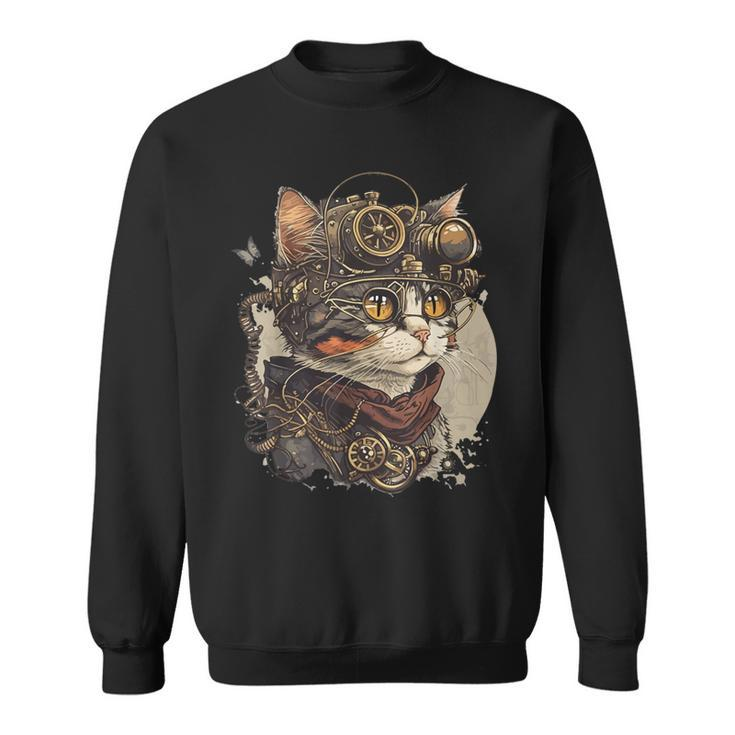 Steampunk Cat Kitten Steam Punk Sweatshirt