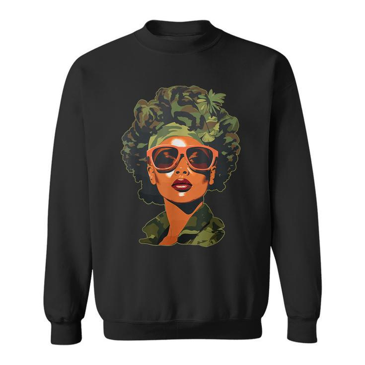 Strong Black Woman African American Camouflage Black Girl Sweatshirt