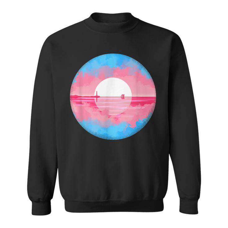 Subtle Trans Pride Flag Coastal Sunrise Sweatshirt