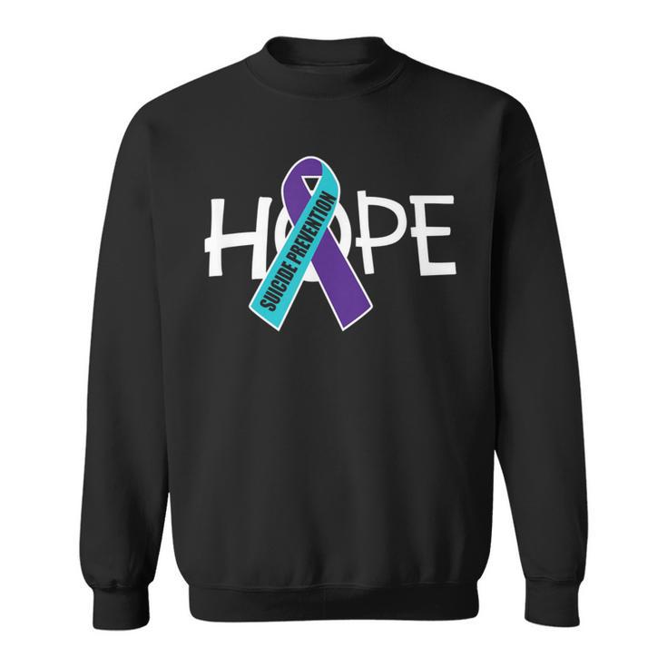 Suicide Prevention Purple Turquoise Ribbon Hope Sweatshirt