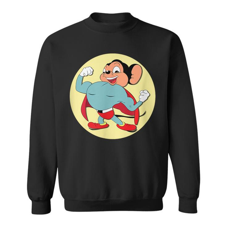 Superhero Cartoon Mouse In Red Cape Vintage Boomer Cartoon Sweatshirt