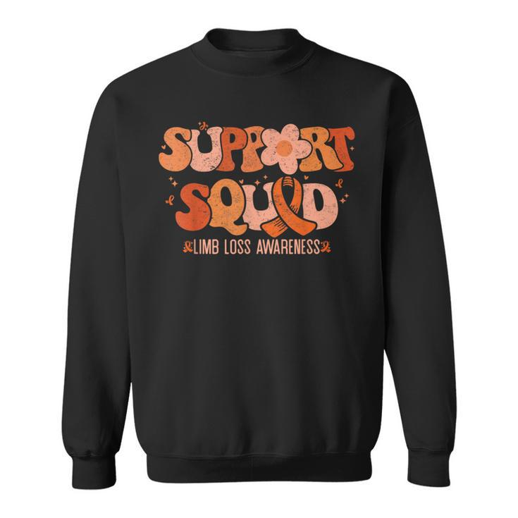 Support Squad Limb Loss Awareness Orange Ribbon Groovy Sweatshirt